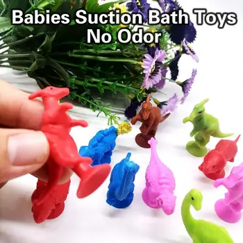 10Pcs לא ריח יניקה צעצועי אמבטיה בטוח יניקה צעצועים דינוזאור בידור TPR חיה פראייר צעצועים