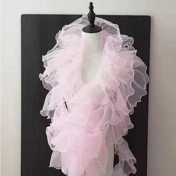 11 רחב יוקרה טול שמלת תחרה בד צבעוני קפלים תחרה אפליקציה 