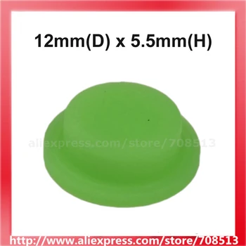 12mm(D) x 5.5 mm(H) זוהר-in-the-הכהה סיליקון Tailcaps - ירוק (10 יח')