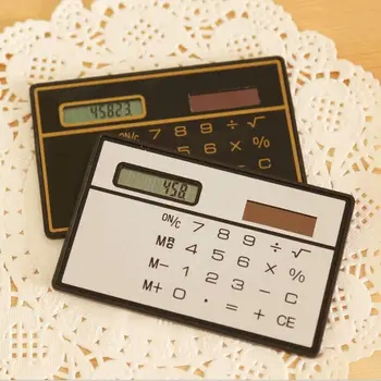 1PCs מיני מחשבון דק במיוחד בגודל כרטיס אשראי 8 ספרות סולארי נייד מופעל על מחשבוני כיס משרדי, ציוד לביה 