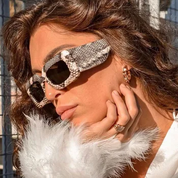 2022 אופנה חדשה מלבן משקפי שמש נשים גברים נחש שרף מסגרת עדשות מותג יוקרה מעצב בציר במגמת UV400 משקפי שמש