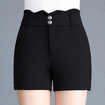 2023 אביב מכנסיים קצרים לנשים כל-התאמה גבוהה המותניים אלסטי צבע מלא גודל גדול בחוץ ללבוש דק חופשי מזדמנים מכנסיים נקבה