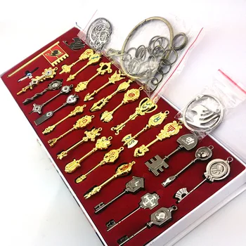29pcs/סט הפיה זנב לוסי Cosplay מפתח מחזיק מפתחות מידה & חינם ורוד קעקוע Heartfilia סימן גלגל המזלות זהב מקש תליונים