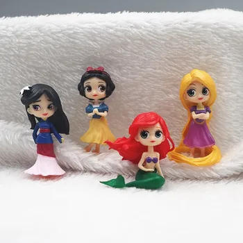 5cm 4pcs/lot Disney נסיכה שלג לבן מולאן, רפונזל, אריאל, דמות PVC פסל אוסף דגם קישוט הבית ילדה ילדים מתנה