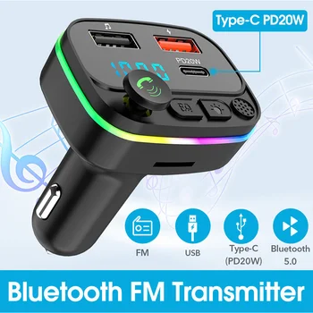 Bluetooth 5.0 משדר FM לרכב מתאם אלחוטי Dual USB מטען מהיר MP3 נגן מוזיקה ניווט דיבורית מקלט אודיו