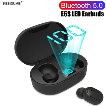 E6S TWS Fone Bluetooth אוזניות אוזניות אלחוטיות עמיד למים Bluetooth דיבורית תצוגת LED הפחתת רעש אוזניות עם מיקרופון