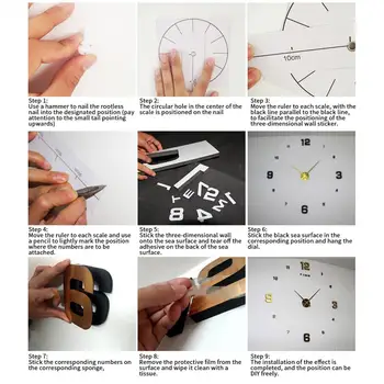 Frameless שעון ייחודי וקל לקריאה, קיר רכוב מצחיק DIY Frameless השעון עיצוב הבית השתק שעון מדבקת השעון