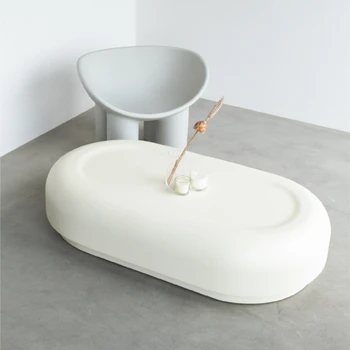 FRP אליפסה קפה שולחן סבון תיבה מודרנית צורה פשוטה אמנות תה פלטפורמה מלון סלון ריהוט לבית חם מכירה אישית