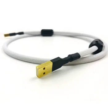 HIFI 4 ליבות יחיד קריסטל Copperr כבל USB DAC א-ב דיגיטלית USB 2.0 סוג A ל-B זכר כבל אודיו(לבן)