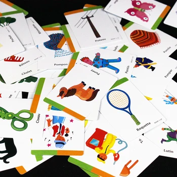 Preshcool צרפתית אות/מילה זוג נייר כרטיסי פלאש משחק תינוק ילדים הארה קוגניטיבית צעצועים חינוכיים לילדים זיכרון צעצוע