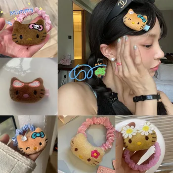 Sanrio הלו קיטי קטיפה בובות מלא שיער הטבעת קריקטורה אנימה Kawaii קטיפה אביזרי שיער הוואי אוסף בחורה מתנות צעצועים