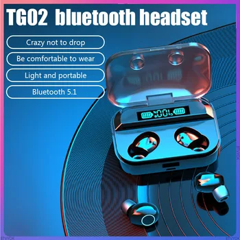 TG02 TWS אוזניות 5.1 Bluetooth 9D סטריאו ספורט אוזניות עמיד למים אוזניות עם תצוגה דיגיטלית LED עבור הטלפון החכם טעינה