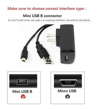 USB 2.0 Type-A ל-USB Mini-b זכר כבל עם 5v קיר Plug עבור PS3 בקר, נגן MP3, מצלמה, שמצלמת הרכב, Garmin GPS, גיבור 3+