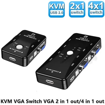 USB KVM Switch 4 יציאת VGA SVGA קופסת מיתוג KVM USB 2.0 העכבר החלפת מקלדת 1920*1440 Vga, מפצל את תיבת שיתוף מתג