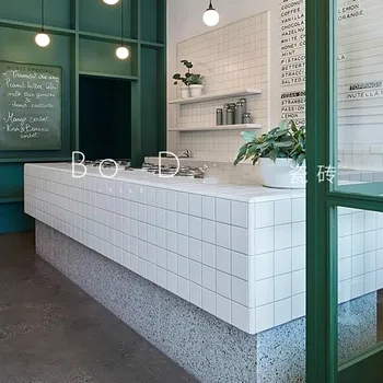 אמבטיה מודרני אריח רצפת חדר האמבטיה אריחי מטבח לבנים קטנים לבנים מוצק צבע אריח קיר קרמיקה פסיפס 300tz