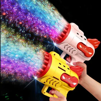 בועה האקדח ילדים צעצועים חשמליים אוטומטיים סבון טילים בועות מכונת חיצונית מסיבת חתונה צעצוע אור LED מתנות יום הולדת לילדים