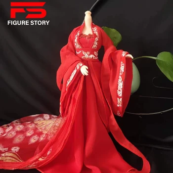 במלאי 1/6 מידה נקבה בובות החצאית הארוכה של סינית עתיקה של נשים שמלה מתאימה 12