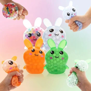 חג הפסחא ארנב צעצוע רך לדחוף מתחים חושי לסחוט צעצועים לילדים מבוגרים הלחץ קריקטורה צעצועים חג פסחא שמח 2023