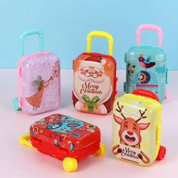 חג מולד מתנות לילדים ילד נסיעות מזוודות תיקים מקרה חג המולד מזוודת אחסון טרולי מיני במקרה צעצוע של בובת אביזרים