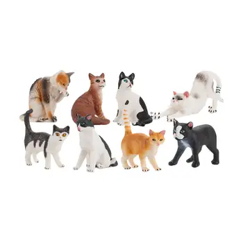 חתול חמוד פסלונים קטנים Aninmal אביזרי קישוט עיצוב הבית צעצוע חינוכי מציאותי PVC דגם בנים בנות ילדים