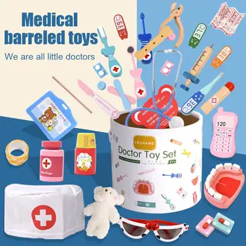 ילדים סימולציה רופא צעצוע עץ להגדיר לשחק בבית הילדה אחות ילד עם הסטטוסקופ מונטסורי לחינוך, משחקי תפקידים, צעצועים