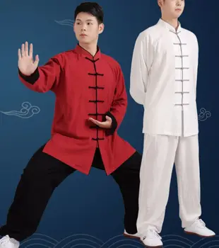 לשני המינים האביב&סתיו בדרגה גבוהה כותנה&פשתן taijiquan טאנג חליפות לווינג צ 'אן וושו בגדים קונג פו טאי צ' י מדים