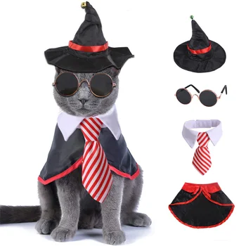מחמד משקפיים חתול חג המולד שנה החדשה הגלימה צעיף אדום עניבת הפרפר חליפה קיטי תחפושת כלב בגדים גור כובע שפיץ Shitzu אביזרים