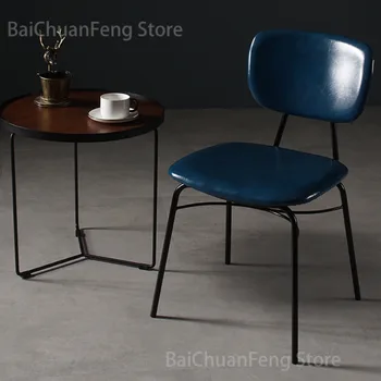 מעצב כסאות אוכל תעשייתי בסגנון נורדי יחיד הכיסא אור יוקרה ריהוט חדר האוכל מתכת לופט אמריקאי בחזרה כורסה