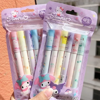 מקסים מדגיש Sanrio הסגנון מדגיש את התיק של 6 סטים של עטים צבעוניים סמנים תלמידים Kawaii מדגיש ילדים חמוד מתנות
