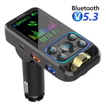 משדר FM לרכב Bluetooth דיבורית לרכב AUX מקלט אודיו QC3.0 משטרת 30W טעינה מהירה נגן Mp3 אפנן FM