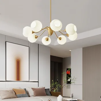 נורדי נברשת מעצב נחושת זכוכית Hanglamp הסלון חדר השינה ללמוד עיצוב תאורה מודרני הביתה התקרה נברשות