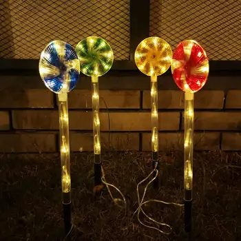 סולארית דשא מנורת Led סוכריה על מקל אור מסלול מנורה 8 מצבי חיצונית Lollipop אורות חג המולד שנה החדשה חג תפאורה
