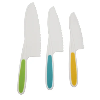 סכינים 3-חתיכת ניילון מטבח אפייה סט סכינים,הבישול לילדים סכינים לאחיזה, קצוות משוננים