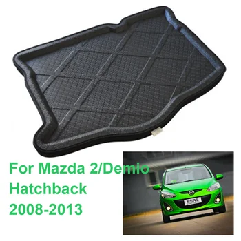 עבור מאזדה 2/Demio Hatchback 2008-2013 אוטומטי רכב אחורי אתחול אוניית מטען מגש המזוודה מהרצפה שטיחים מחצלות, שטיחים כרית מחצלת
