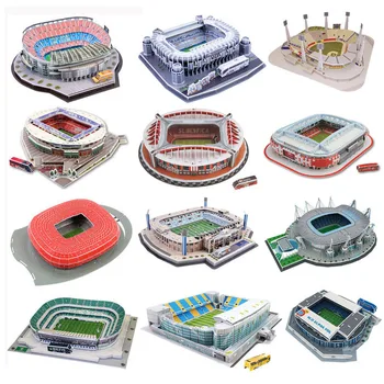פאזל קלאסי DIY 3D פאזל העולם אצטדיון כדורגל אירופי כדורגל המשחקים הורכב בניית מודל פאזל צעצועים לילדים