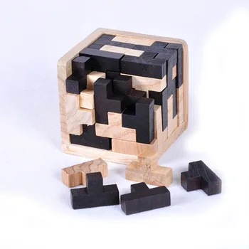 קוביית 3D פאזל לובן שלובים יצירתי חינוכי צעצוע מעץ המוח IQ מוח מוקדם משחק למידה מתנה לילדים מכתב 54T