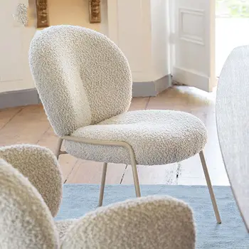 קומה מינימליסטי מעצב האוכל הכיסא יוקרה הלבן כבש פשוט המודרנית האוכל הכסא טרקלין המשפחה Muebles רהיטים WWH35YH