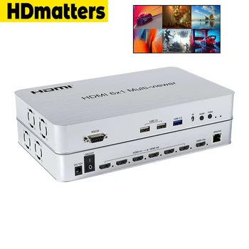 6X1 HDMI Quad רב-הצופה 6 1 וידאו מרובות Multiviewer עם USB 1080P HDMI אות Combiner מתג PS5 Xbox